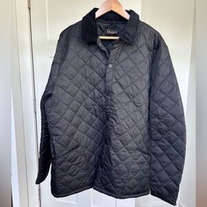Quince Mens Featherless Quilted Corduroy Collar Black Jacket Coat Size XL